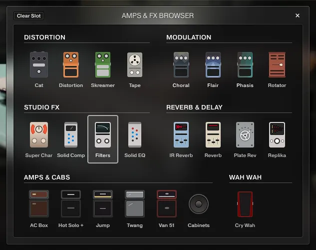 Amps and FX Browser